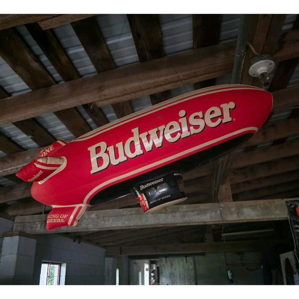 Vintage 90s Budweiser Bud One Inflatable Blimp 30" Airship Beer Sign Decor